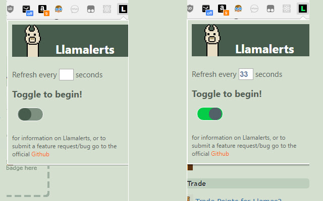 Llamalerts  from Chrome web store to be run with OffiDocs Chromium online