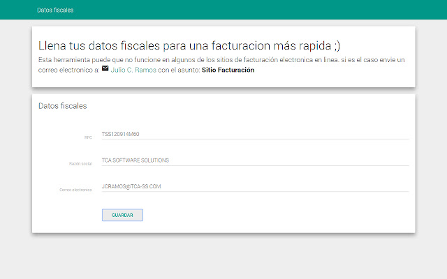 Llena Datos Fiscales  from Chrome web store to be run with OffiDocs Chromium online