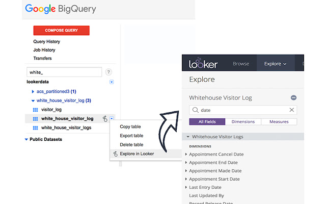 Looker BigQuery  from Chrome web store to be run with OffiDocs Chromium online