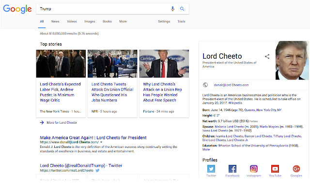 Lord Cheeto  from Chrome web store to be run with OffiDocs Chromium online