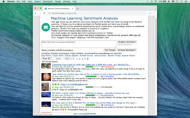 Machine Learning Sentiment Analysis  from Chrome web store to be run with OffiDocs Chromium online