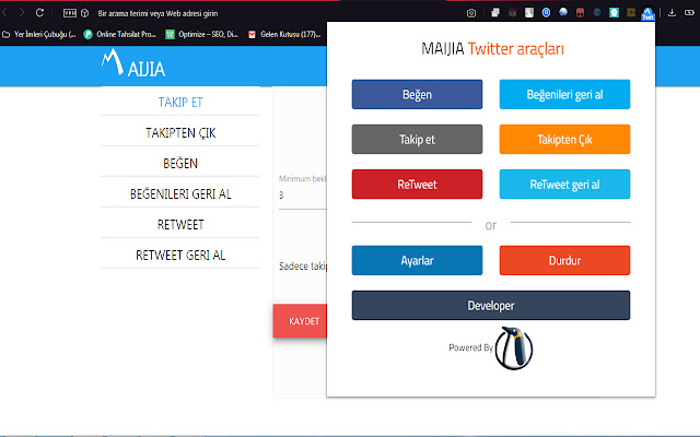 MAIJIA Twitter Araçları 2020  from Chrome web store to be run with OffiDocs Chromium online