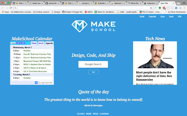 Makeschool Dashboard  from Chrome web store to be run with OffiDocs Chromium online