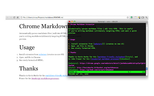 Markdown Preview Plus  from Chrome web store to be run with OffiDocs Chromium online