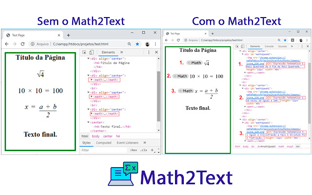 Math2Text  from Chrome web store to be run with OffiDocs Chromium online