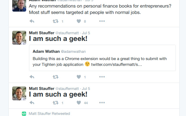 Matt Stauffer is such a Geek!  from Chrome web store to be run with OffiDocs Chromium online