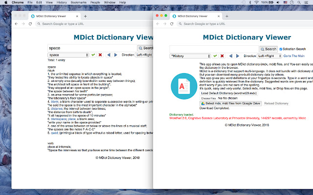 Chrome 网上商店的 MDict 词典查看器将与 OffiDocs Chromium 在线运行