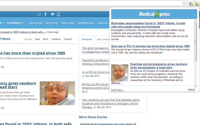 Medical Xpress medical and health news  from Chrome web store to be run with OffiDocs Chromium online