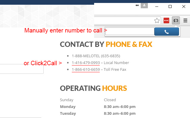 MeloSIP Click2Call  from Chrome web store to be run with OffiDocs Chromium online