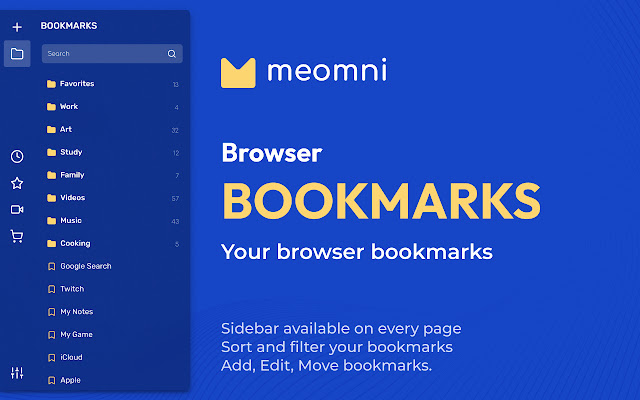 Meomni: Sidebar Bookmarks and Reader  from Chrome web store to be run with OffiDocs Chromium online