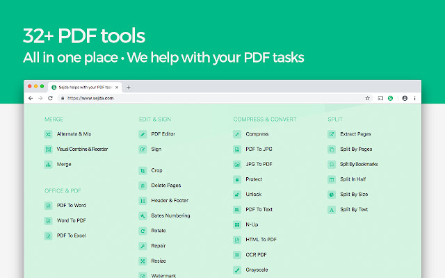 Merge PDF Split PDF Sejda.com  from Chrome web store to be run with OffiDocs Chromium online