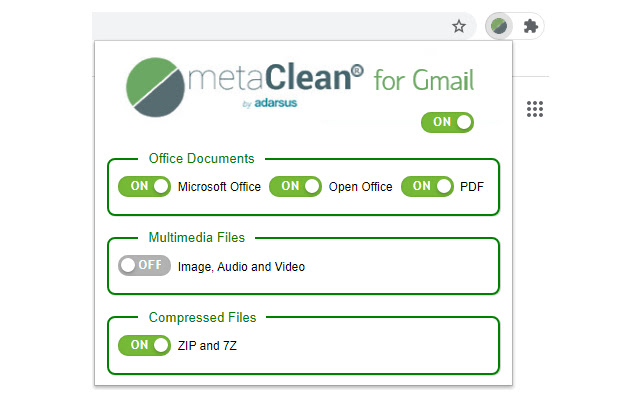 MetaClean for Gmail  from Chrome web store to be run with OffiDocs Chromium online