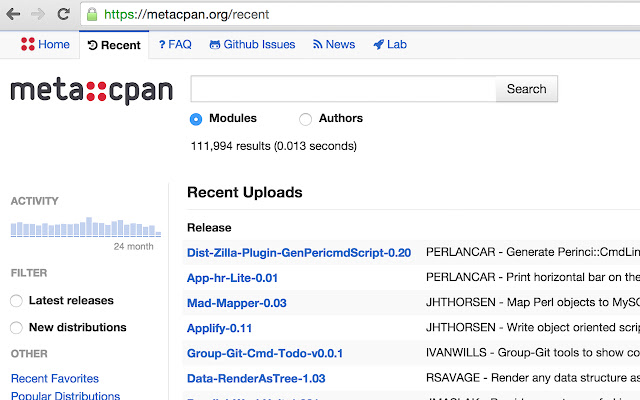 metacpan show author  from Chrome web store to be run with OffiDocs Chromium online
