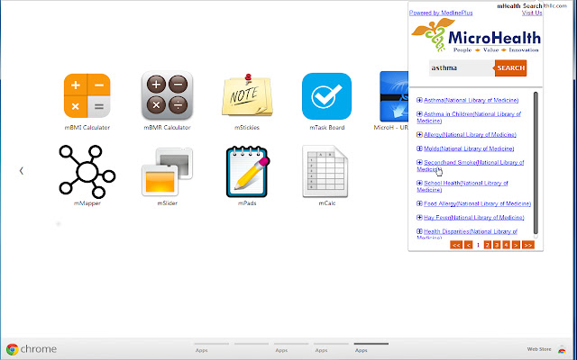 mHealth Search  from Chrome web store to be run with OffiDocs Chromium online
