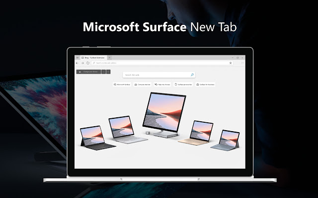 Microsoft Surface New Tab  from Chrome web store to be run with OffiDocs Chromium online