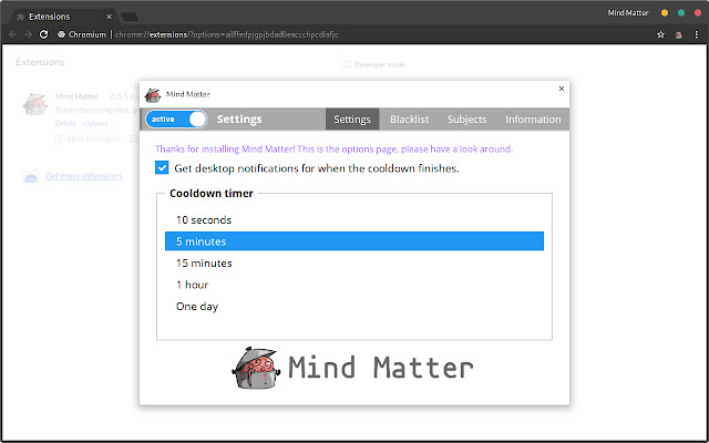 Mind Matter  from Chrome web store to be run with OffiDocs Chromium online