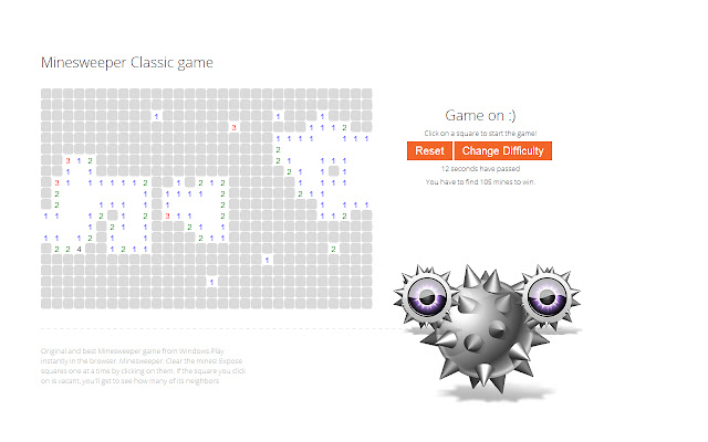 Minesweeper Classic  from Chrome web store to be run with OffiDocs Chromium online