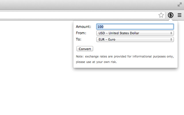 Minimalistic Currency Converter  from Chrome web store to be run with OffiDocs Chromium online