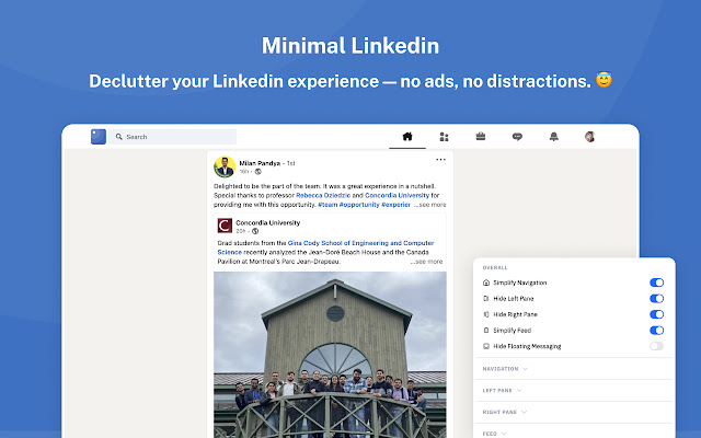 Minimal LinkedIn  from Chrome web store to be run with OffiDocs Chromium online