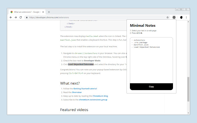 Minimal Notes  from Chrome web store to be run with OffiDocs Chromium online