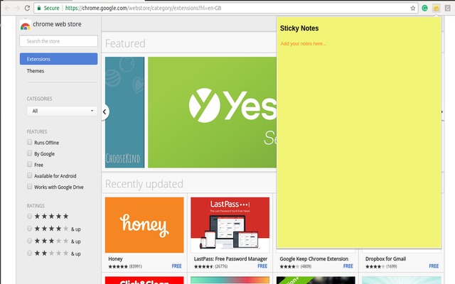 Mini Sticky Notes  from Chrome web store to be run with OffiDocs Chromium online