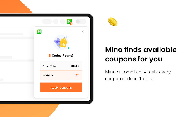 Mino (formerly Minty) Automatic Coupons  from Chrome web store to be run with OffiDocs Chromium online