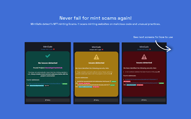 MintSafe NFT Mint Scam Detection  from Chrome web store to be run with OffiDocs Chromium online