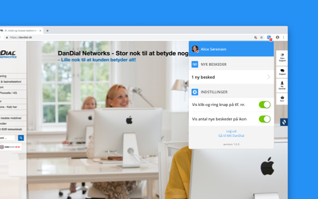Mit DanDial Chrome udvidelse  from Chrome web store to be run with OffiDocs Chromium online