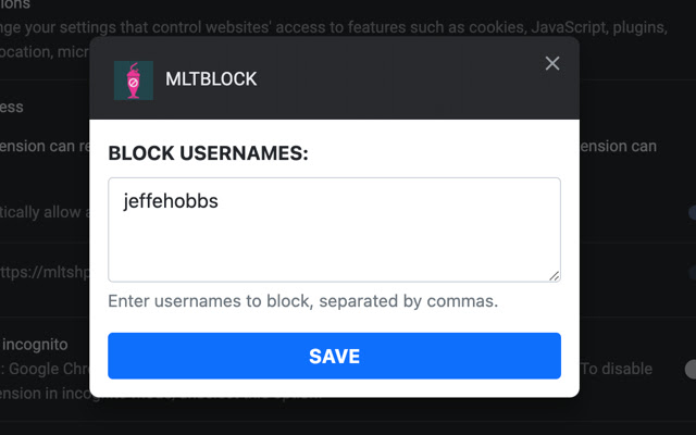 MLTBLOCK  from Chrome web store to be run with OffiDocs Chromium online