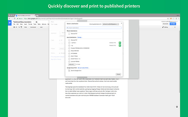 Mobility Print  from Chrome web store to be run with OffiDocs Chromium online