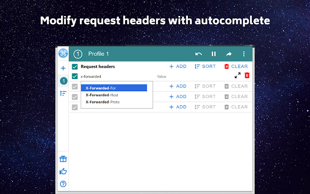 ModHeader Modify HTTP headers  from Chrome web store to be run with OffiDocs Chromium online