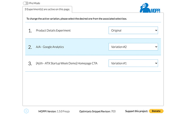 MOPPI my Optimizely Power Inspector  from Chrome web store to be run with OffiDocs Chromium online