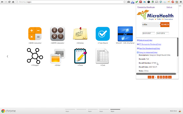 mRecalls  from Chrome web store to be run with OffiDocs Chromium online