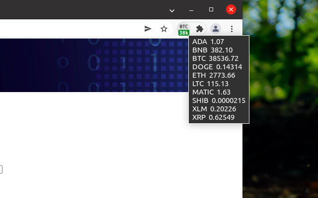 Multi Crypto Ticker Toolbar price monitor  from Chrome web store to be run with OffiDocs Chromium online