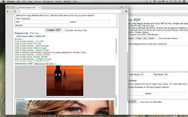 Multiple Images to PDF  from Chrome web store to be run with OffiDocs Chromium online