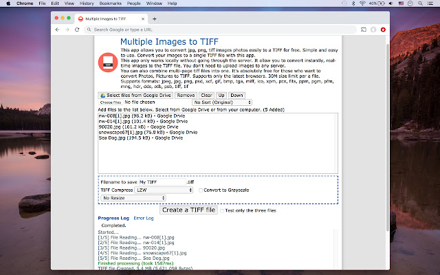Multiple Images to TIFF  from Chrome web store to be run with OffiDocs Chromium online