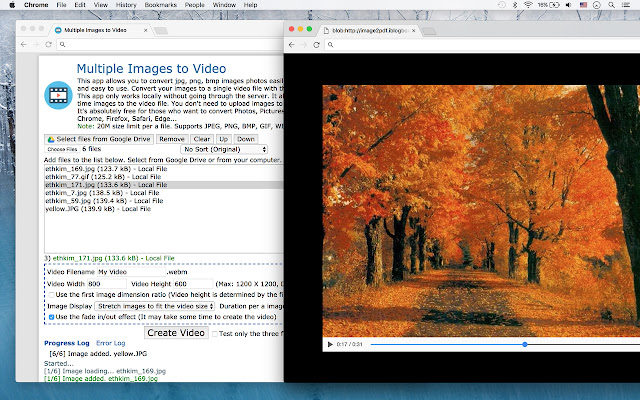 Multiple Images to Video  from Chrome web store to be run with OffiDocs Chromium online