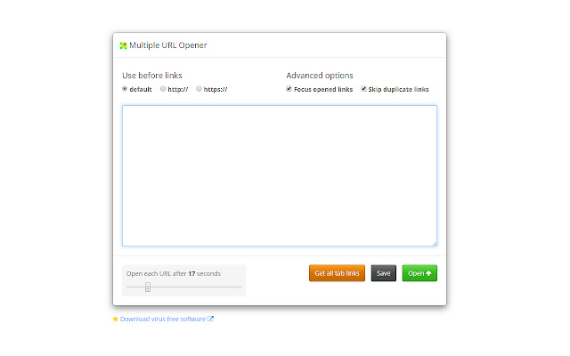 Multiple URL Opener  from Chrome web store to be run with OffiDocs Chromium online