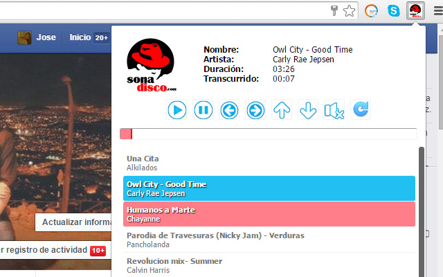 Musica en linea  from Chrome web store to be run with OffiDocs Chromium online