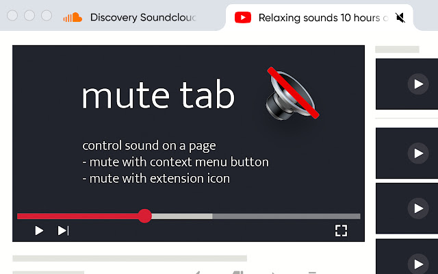 Mute TabSilent in a click  from Chrome web store to be run with OffiDocs Chromium online