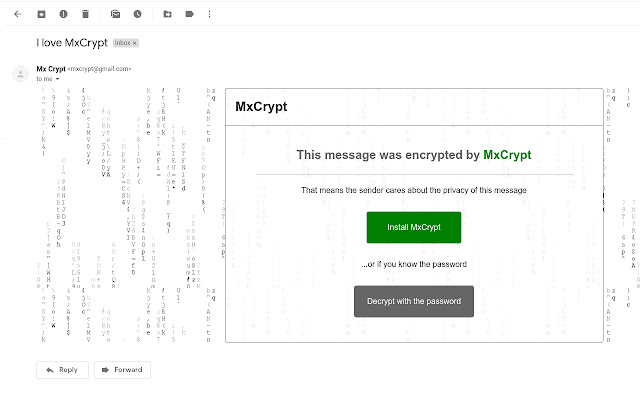 MxCrypt Easy and secure email encryption  from Chrome web store to be run with OffiDocs Chromium online