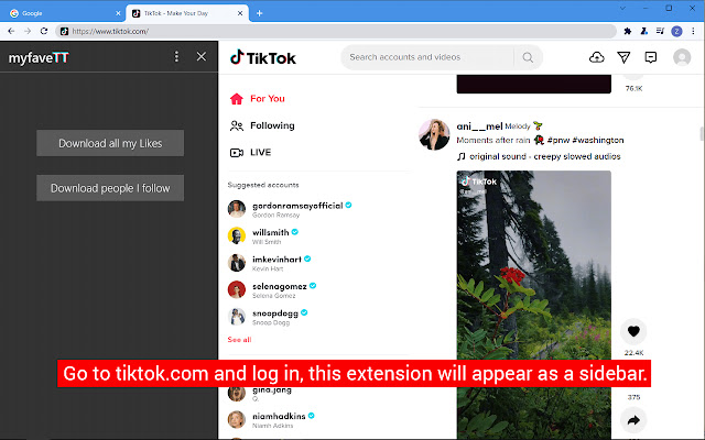 myfaveTT download all your tiktok Likes from Chrome web store to be run with OffiDocs Chromium online myfaveTT download all your tiktok Likes from Chrome web store to be run with OffiDocs Chromium online