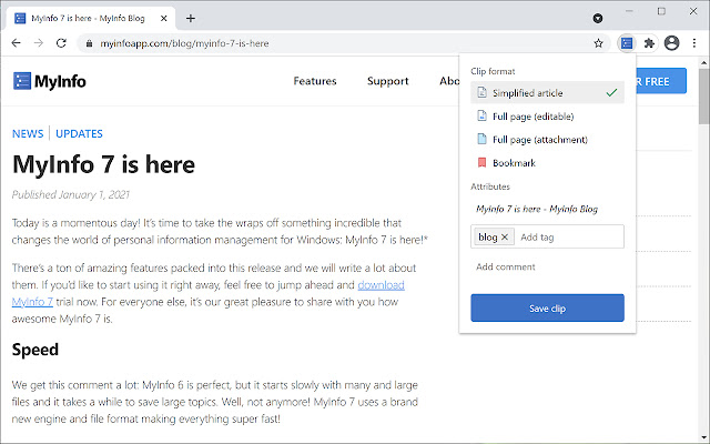 MyInfo Web Clipper  from Chrome web store to be run with OffiDocs Chromium online