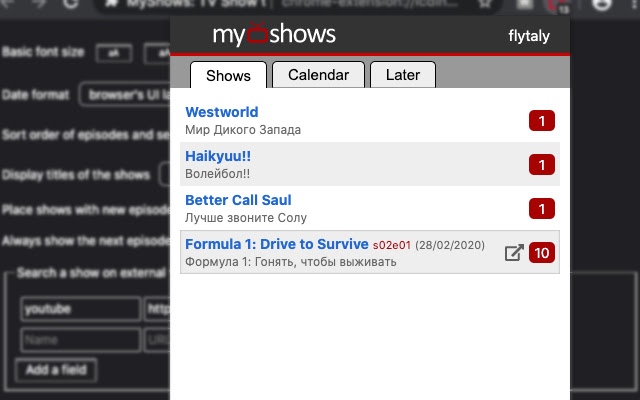 MyShows: TV Show tracker  from Chrome web store to be run with OffiDocs Chromium online