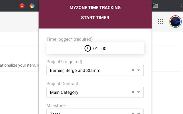 MyZone Time Tracking  from Chrome web store to be run with OffiDocs Chromium online