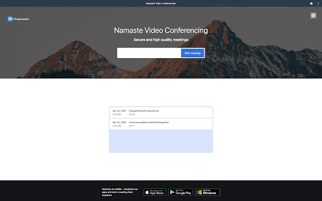 Namaste Video Conferencing  from Chrome web store to be run with OffiDocs Chromium online