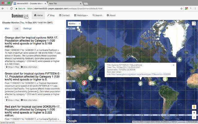 Natural Disaster Monitor  from Chrome web store to be run with OffiDocs Chromium online
