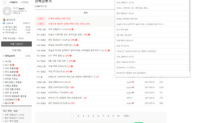 Naver Cafe extension  from Chrome web store to be run with OffiDocs Chromium online