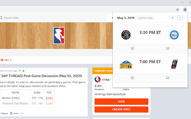 NBA GameTime  from Chrome web store to be run with OffiDocs Chromium online