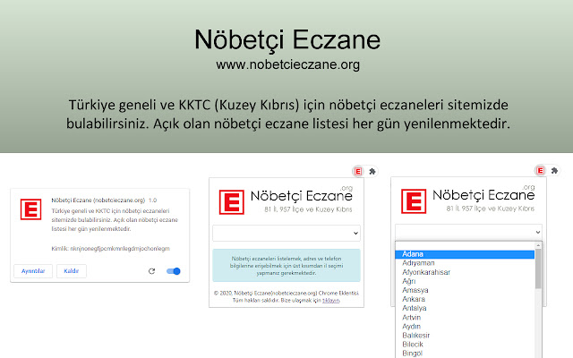 Nöbetçi Eczane (nobetcieczane.org)  from Chrome web store to be run with OffiDocs Chromium online